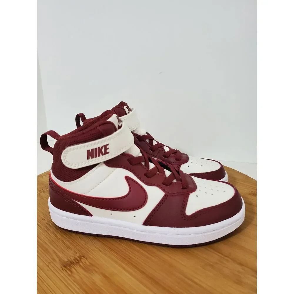 Nike Court Borough Mid 2 PSV Kids Sneakers Size 11 White Dark Red NIB